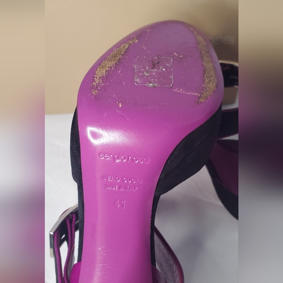 SERGIO ROSSI-size41 or 11-patent leather/suede ankle strap-platform high heel - Picture 9 of 12